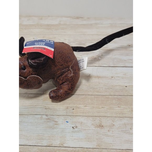 New Brown Polyester Leather Mouse 7" Stuff Toy Tabletop Holiday Christmas - Picture 4 of 7
